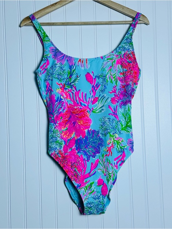 Lilly Pulitzer Brin Scoop Neck One Piece Swimsuit Celestial Blue Cay To My Heart - Picture 5 of 14